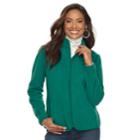 Women's Croft & Barrow&reg; Quilted Yoke Fleece Jacket, Size: Xxl, Green