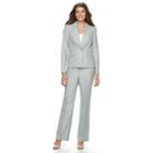 Le Suit Pinstripe 1 Button Jacket Pant Suit, Women's, Size: 10, Beig/green (beig/khaki)