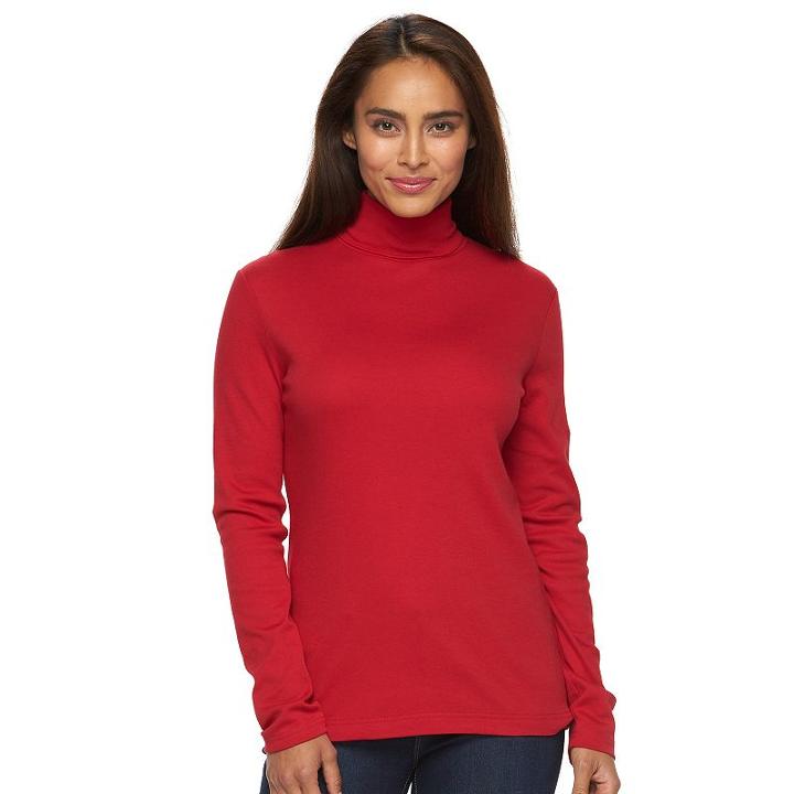 Women's Croft & Barrow&reg; Turtleneck Top, Size: Xl, Med Red