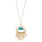 Simulated Turquoise Semicircle Long Fringe Pendant Necklace, Women's, Gold