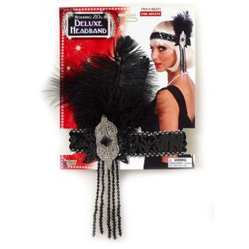 Adult Flapper Roaring 20s Deluxe Costume Headband, Women's, Black