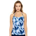 Juniors' Hot Water Tie-dye Bandeaukini Top, Size: Medium, Dark Grey