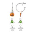 Pumpkin, Ghost & Monster Charm Nickel Free Hoop Earring Set, Women's, Multicolor
