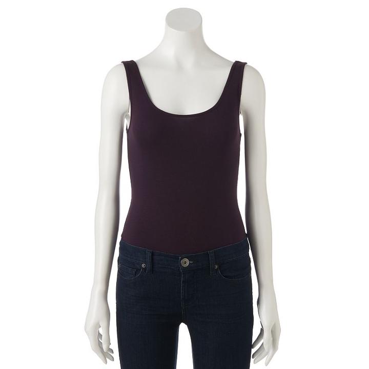 Women's Apt. 9&reg; Scoopneck Bodysuit, Size: Medium, Purple