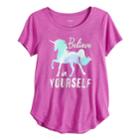 Girls 7-16 & Plus Size So&reg; Curve Hem Shiny Graphic Tee, Size: 10, Med Pink