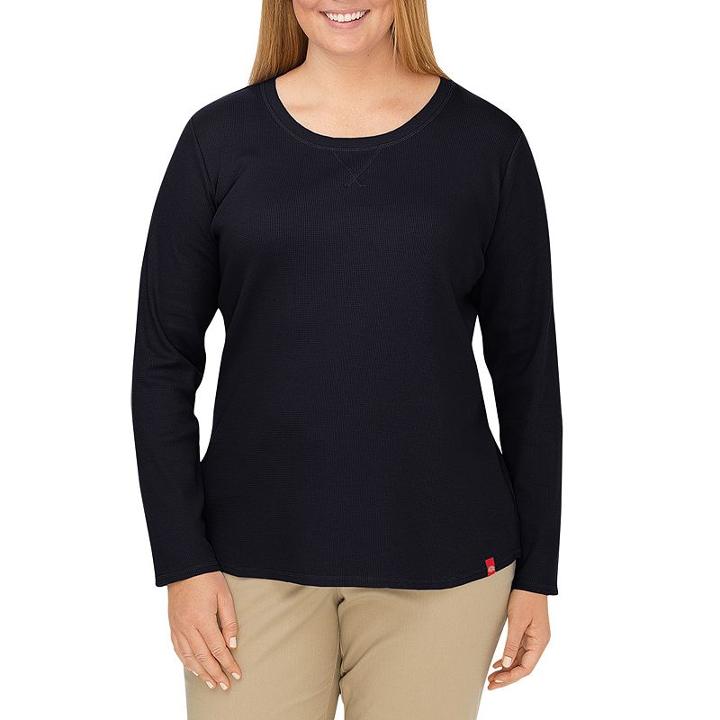Plus Size Dickies Thermal Crewneck Tee, Women's, Size: 2xl, Black