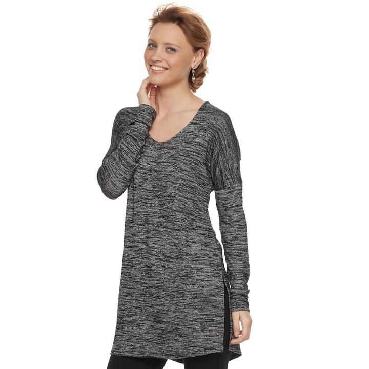 Women's Apt. 9&reg; Marled Scoopneck Tunic, Size: Medium, Black