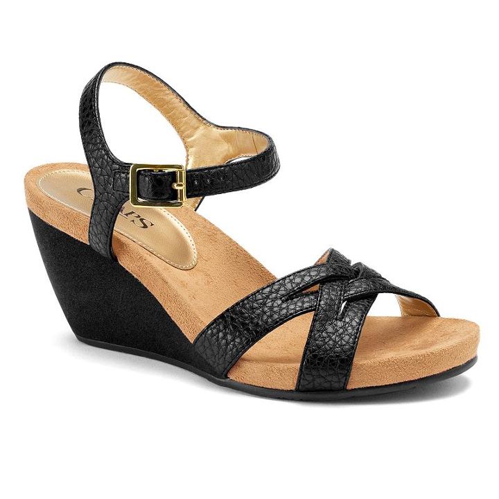 Chaps Reine Women's Wedge Sandals, Size: 8.5 B, Black