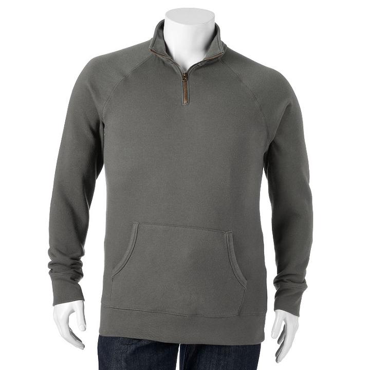 Big & Tall Sonoma Goods For Life&trade; Quarter-zip Fleece Pullover, Men's, Size: L Tall, Grey Other