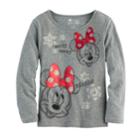 Disney's Minnie Mouse Girls 4-7 Merry Minnie Glitter & Rhinestone Graphic Tee By Jumping Beans&reg;, Size: 6x, Light Grey