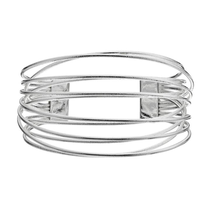 Plus Size Crisscross Wire Multi Row Cuff Bracelet, Women's, Silver