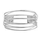 Plus Size Crisscross Wire Multi Row Cuff Bracelet, Women's, Silver
