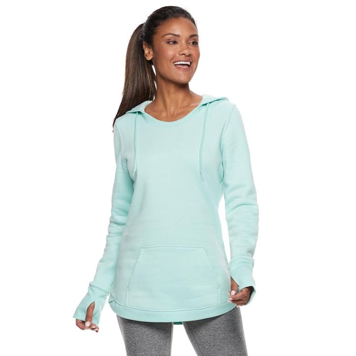 Women's Tek Gear&reg; Thumb Hole Hoodie, Size: Xs, Lt Green