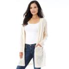 Women's Ab Studio Pointelle Duster Cardigan, Size: Regular, White Oth