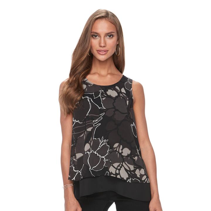 Women's Apt. 9&reg; Layered Chiffon Tank, Size: Small, Black