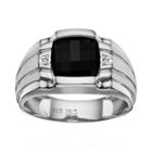 Men's Onyx & Diamond Accent Sterling Silver Ring, Size: 11, Black