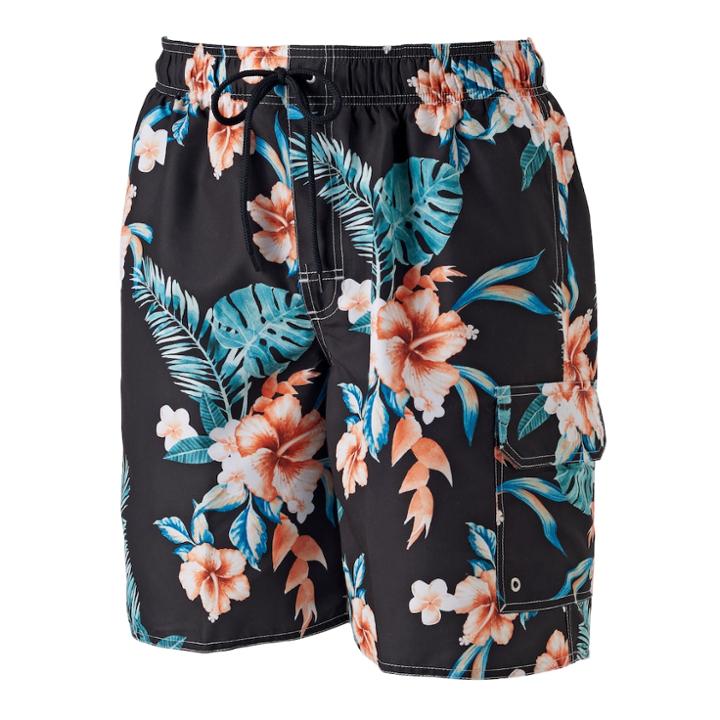 Big & Tall Croft & Barrow&reg; Floral Microfiber Swim Trunks, Men's, Size: L Tall, Oxford