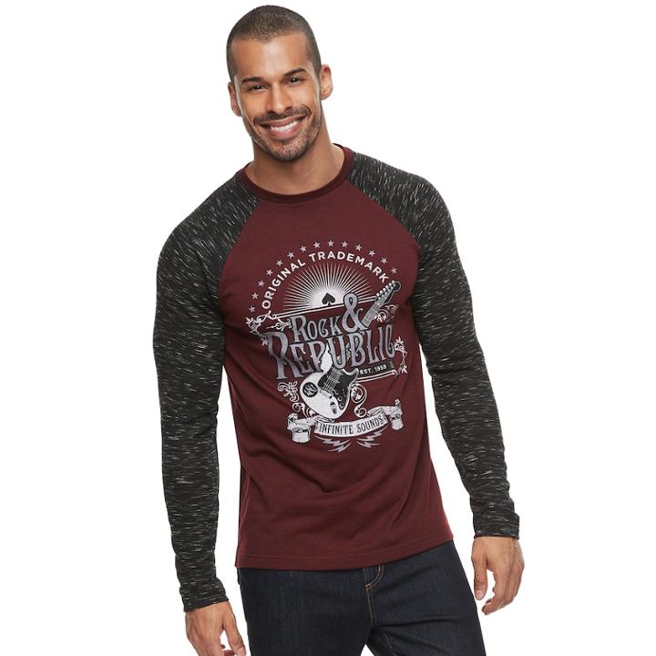 Men's Rock & Republic Graphic Raglan Thermal Tee, Size: Xl, Red