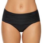 Women's Aqua Couture Semi High-waisted Bikini Bottoms, Size: Small, Black