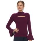 Women's Jennifer Lopez Cutout Mockneck Sweater, Size: Xl, Drk Purple