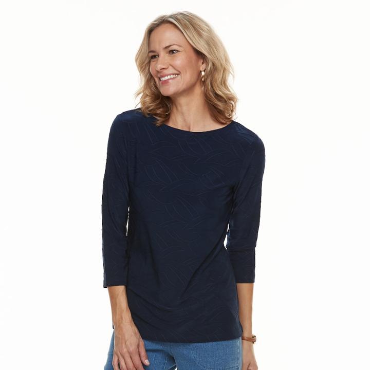Women's Croft & Barrow&reg; Jacquard Boatneck Tee, Size: Xxl, Blue