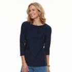 Women's Croft & Barrow&reg; Jacquard Boatneck Tee, Size: Xxl, Blue