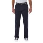 Men's Haggar Poplin Stretch Flat-front Pants, Size: 38x34, Blue (navy)