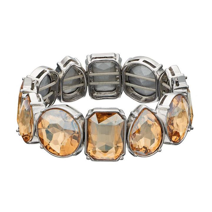 Simply Vera Vera Wang Brown Geometric Stone Stretch Bracelet, Women's, Lt Brown