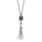 Red Cabochon Tassel Necklace, Women's