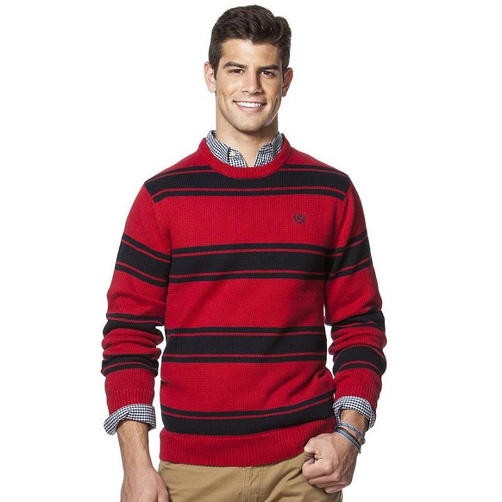 Men's Chaps Classic-fit Striped Crewneck Sweater, Size: Xxl, Red