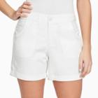 Women's Gloria Vanderbilt Misha Twill Button-tab Shorts, Size: 14, White