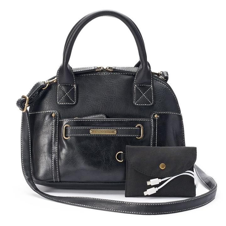 Stone & Co. Megan Smartphone Charging Small Dome Satchel, Women's, Black