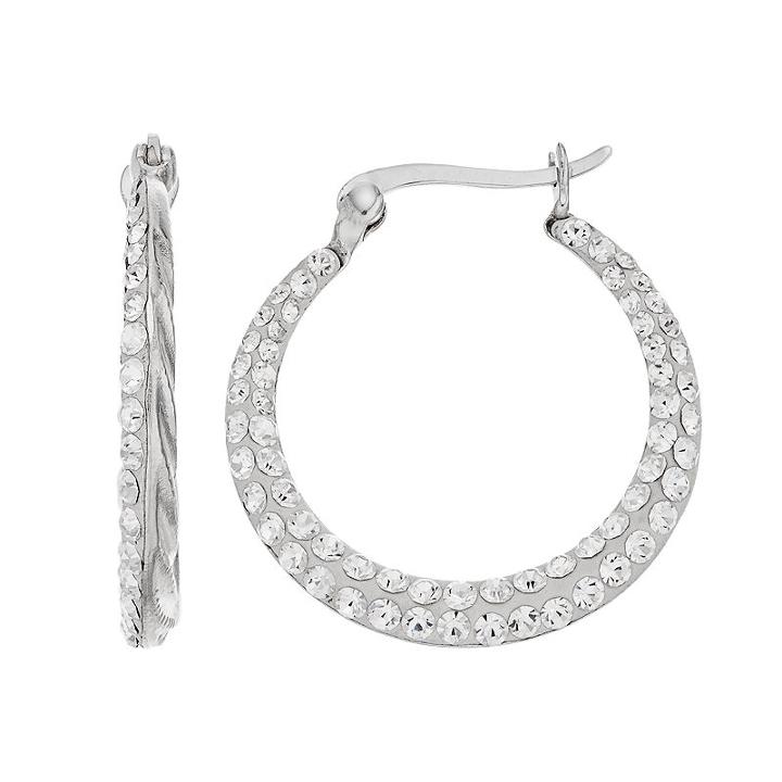 Chrystina Crystal Hoop Earrings, Women's, White