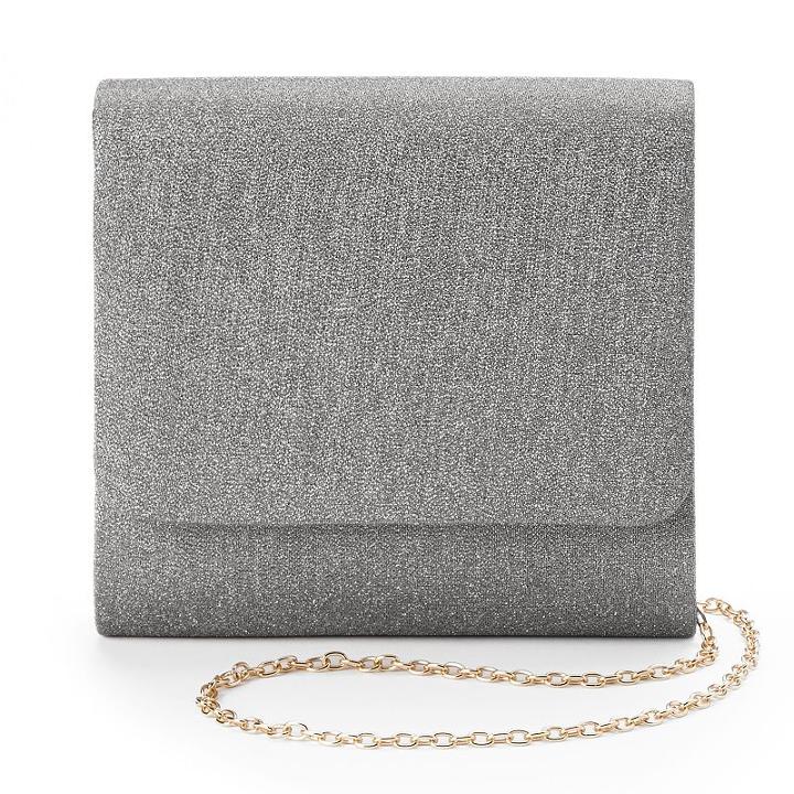 Lenore By La Regale Metallic Roll Clutch, Women's, Silver