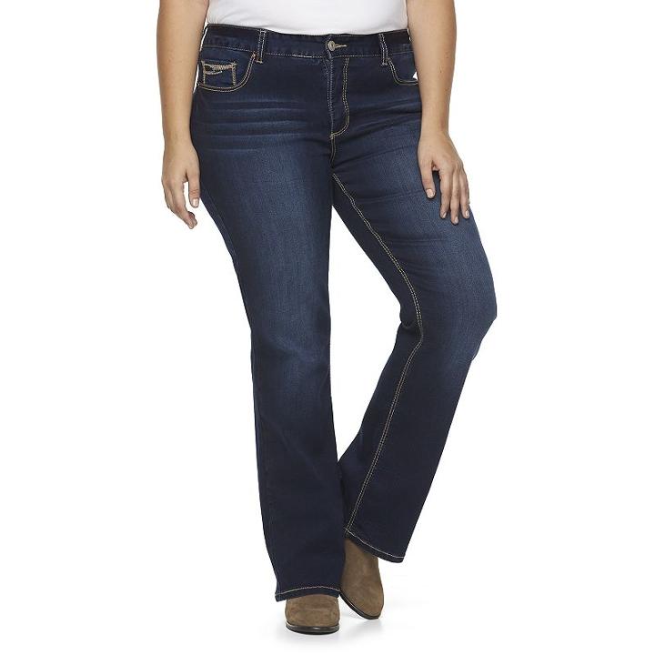 Plus Size Rhythm In Blues Slim Bootcut Jeans, Women's, Size: 14 W, Dark Blue