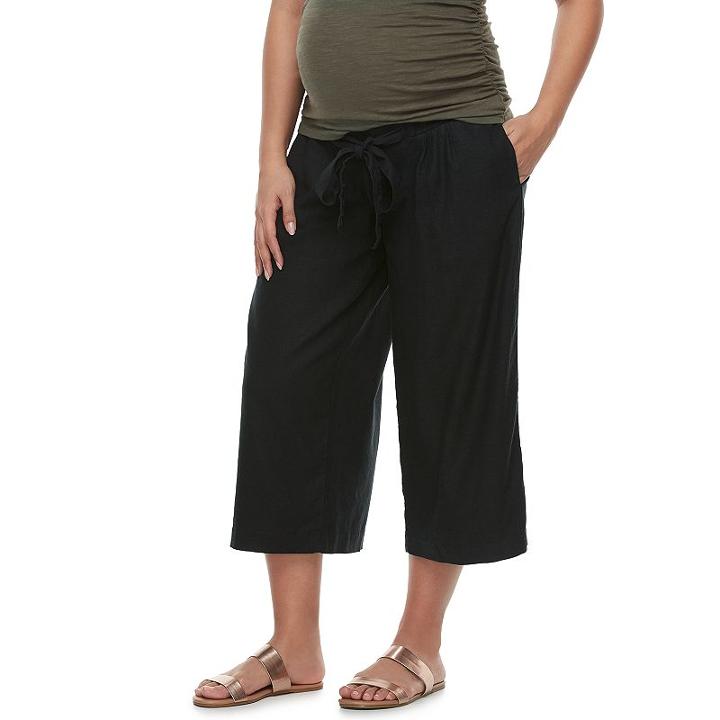 Maternity A:glow Belly Panel Wide-leg Culottes, Women's, Size: 8-mat, Black