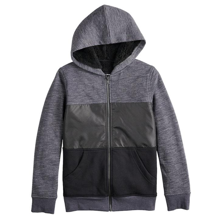 Boys 8-20 Urban Pipeline&reg; Sherpa Lined Hoodie, Size: Medium, Dark Grey