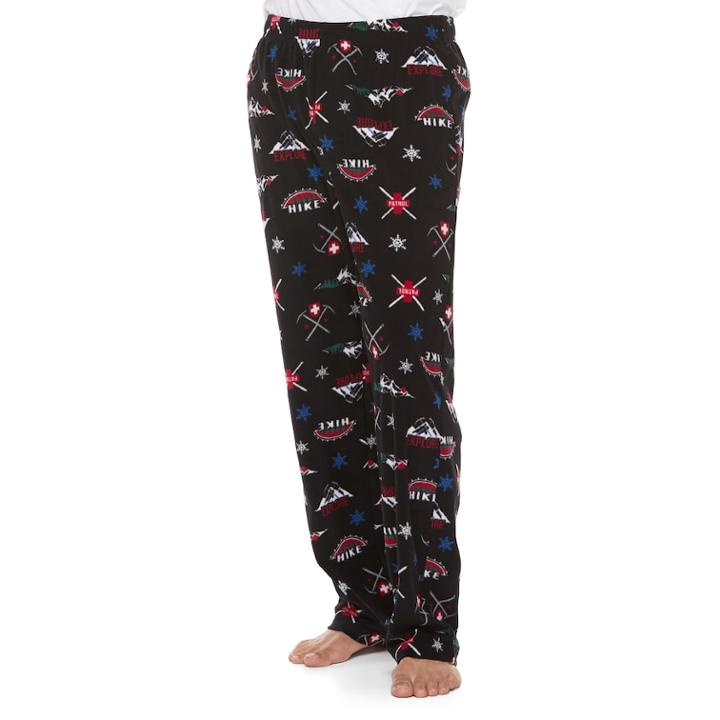 Men's Patterned Microfleece Lounge Pants, Size: Medium, Oxford
