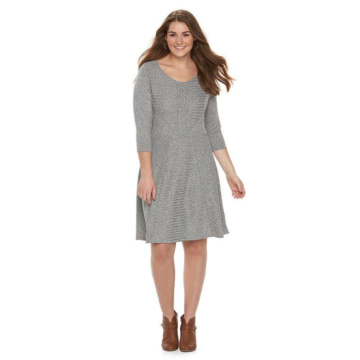 Juniors' Plus Size Cloud Chaser Seamed Sweaterdress, Girl's, Size: 3xl, White Oth