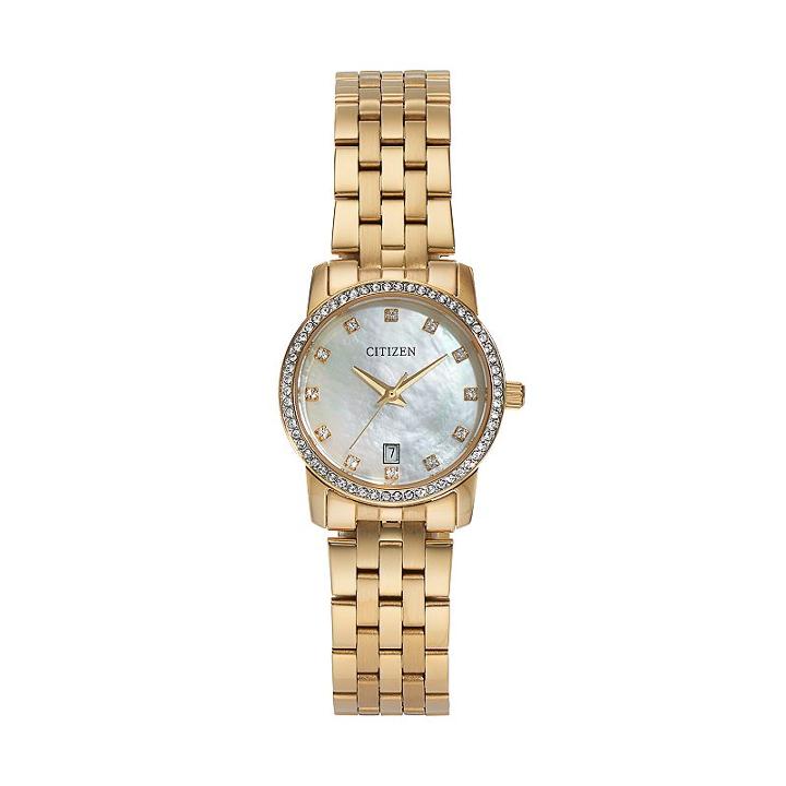 Citizen Women's Crystal Stainless Steel Watch - Eu6032-51d, Yellow