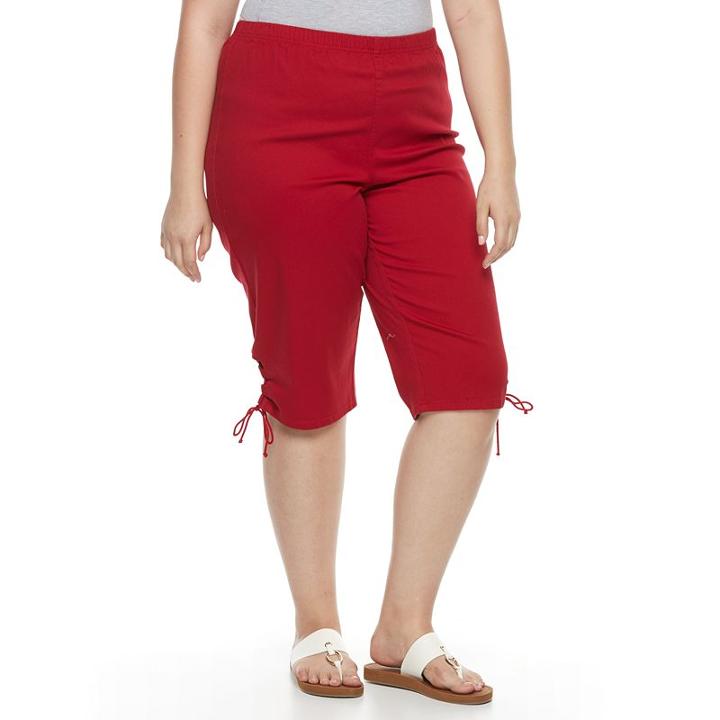 Plus Size Croft & Barrow&reg; Lace-up Skimmer Capris, Women's, Size: Regular, Med Red