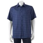 Men's Haggar Classic-fit Microfiber Easy-care Button-down Shirt, Size: Large, Blue (navy)