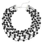 Black Beaded Layered Choker Necklace, Women's