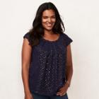 Plus Size Lc Lauren Conrad Pleated Top, Women's, Size: 3xl, Dark Blue