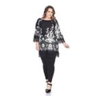 Plus Size White Mark Print Off-the-shoulder Dress, Women's, Size: 1xl, Black