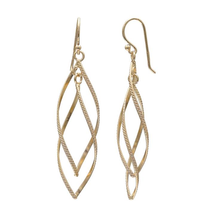 Primrose 14k Gold Over Silver Double Marquise Twist Drop Earrings, Women's