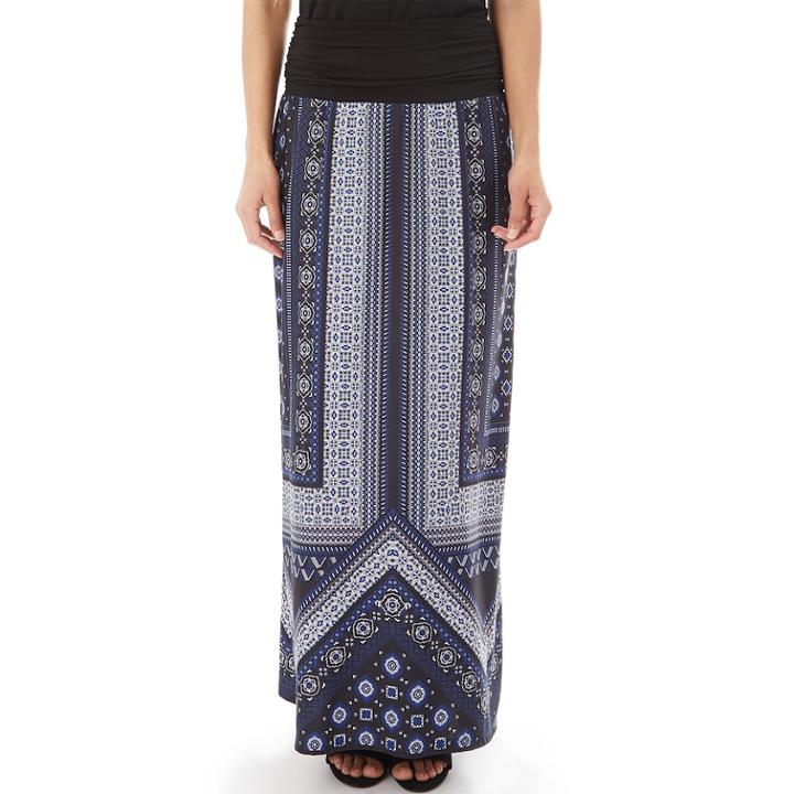 Women's Apt. 9&reg; Print Column Maxi Skirt, Size: Small, Blue Geo Placement