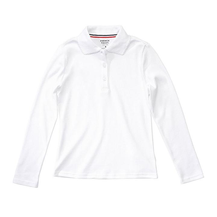 Girls 7-20 & Plus Size French Toast School Uniform Long-sleeved Polo Shirt, Girl's, Size: 14-16, White