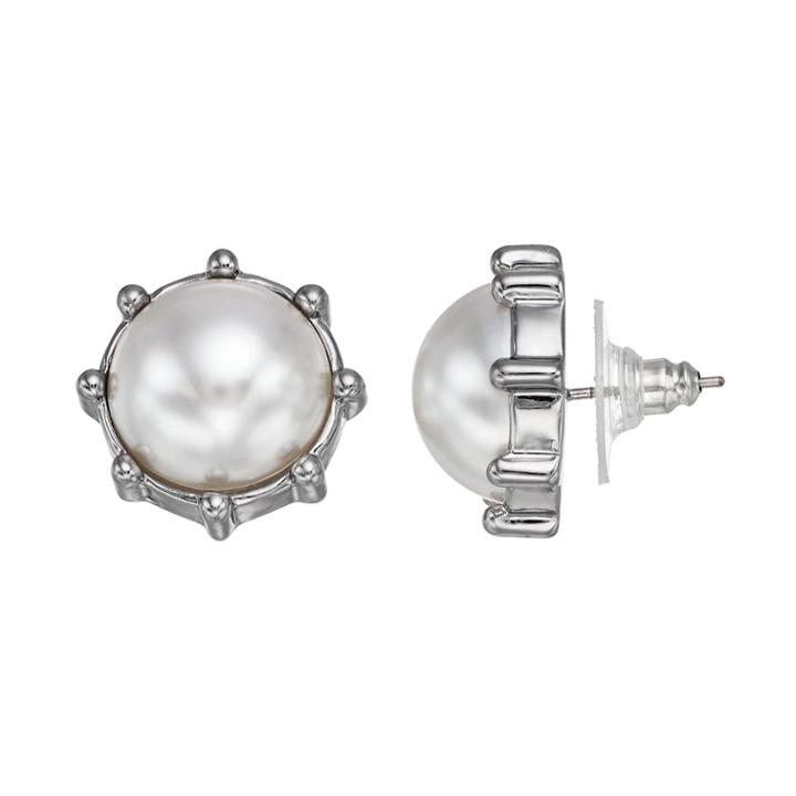 Simply Vera Vera Wang Simulated Pearl Cabochon Nickel Free Stud Earrings, Women's, White