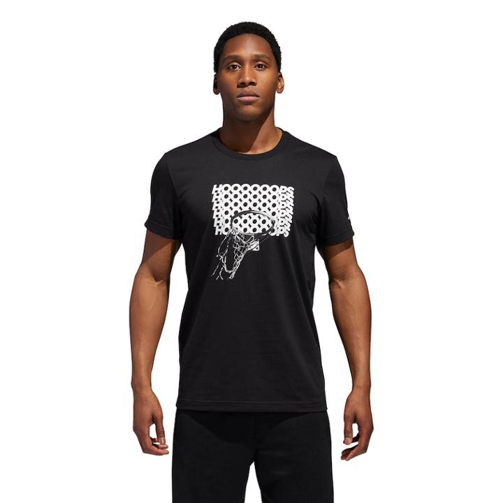 Men's Adidas Basketball Hoop Tee, Size: Large, Black